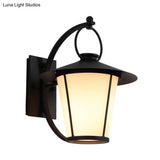 Opal Glass Sconce Light Vintage Royal Black Cone/Cylinder Outdoor Wall Lamp With One Bulb