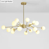 Opal Glass Sphere Gold Chandelier Pendant Light for Modern Living Rooms
