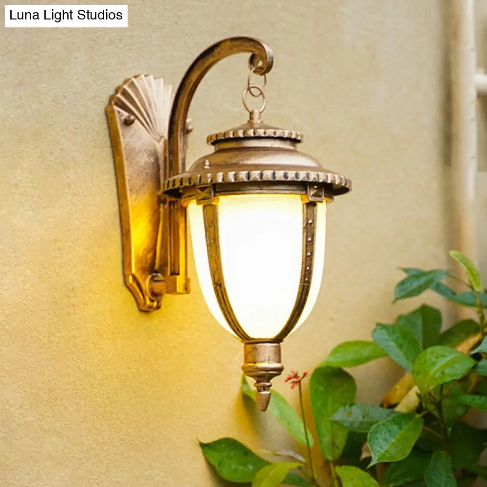 Opal Glass Wall Light Fixture For Traditional Outdoor Bell Mount