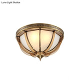Opal - White Glass Brass Flush Dome Ceiling Lamp - 16.5’/20.5’ Width 3/4 Heads Colonial -