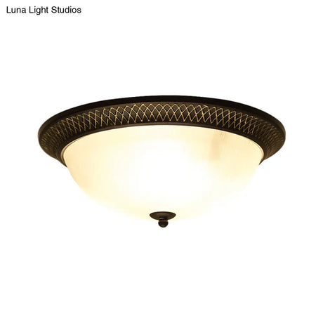 Opaline Glass Brass Flush Mount Led Ceiling Light For Hallway - Classic & Stylish 12.5’/15’ W