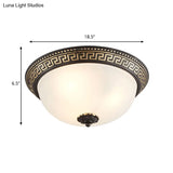 Opaline Glass Ceiling Fixture - Traditional Taper Flush Mount Lamp In Black/Gold For Corridor