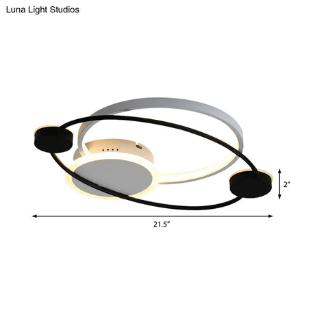 Orbit Integrated Led Flush Light – Warm/White Metal & Acrylic Nordic Style Black White/Gray