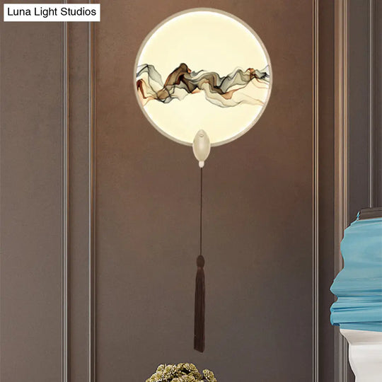 Oriental-Inspired Led Wall Light With Metallic Shade For The Bedroom