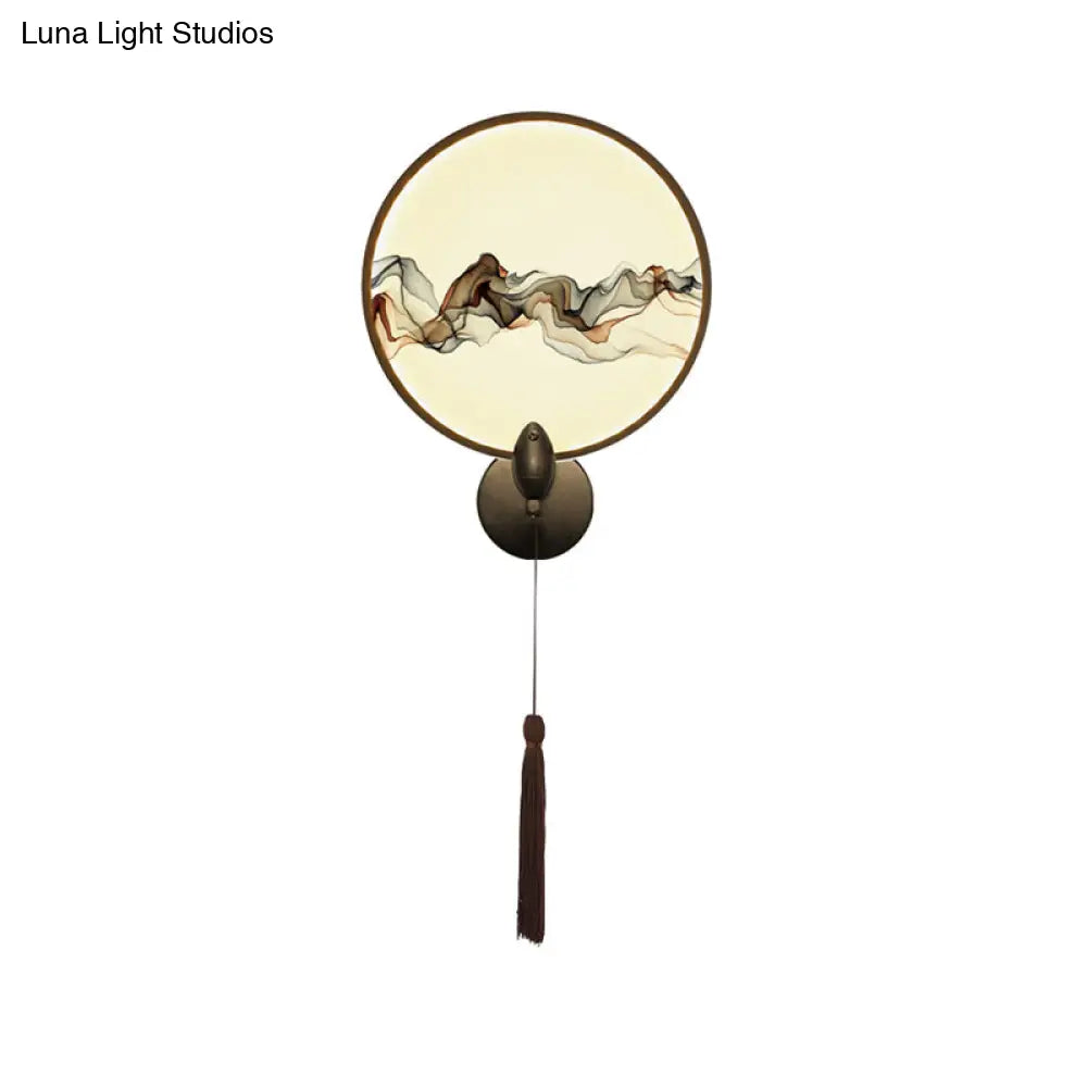 Oriental-Inspired Led Wall Light With Metallic Shade For The Bedroom