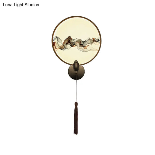 Oriental-Inspired Led Wall Light With Metallic Shade For The Bedroom