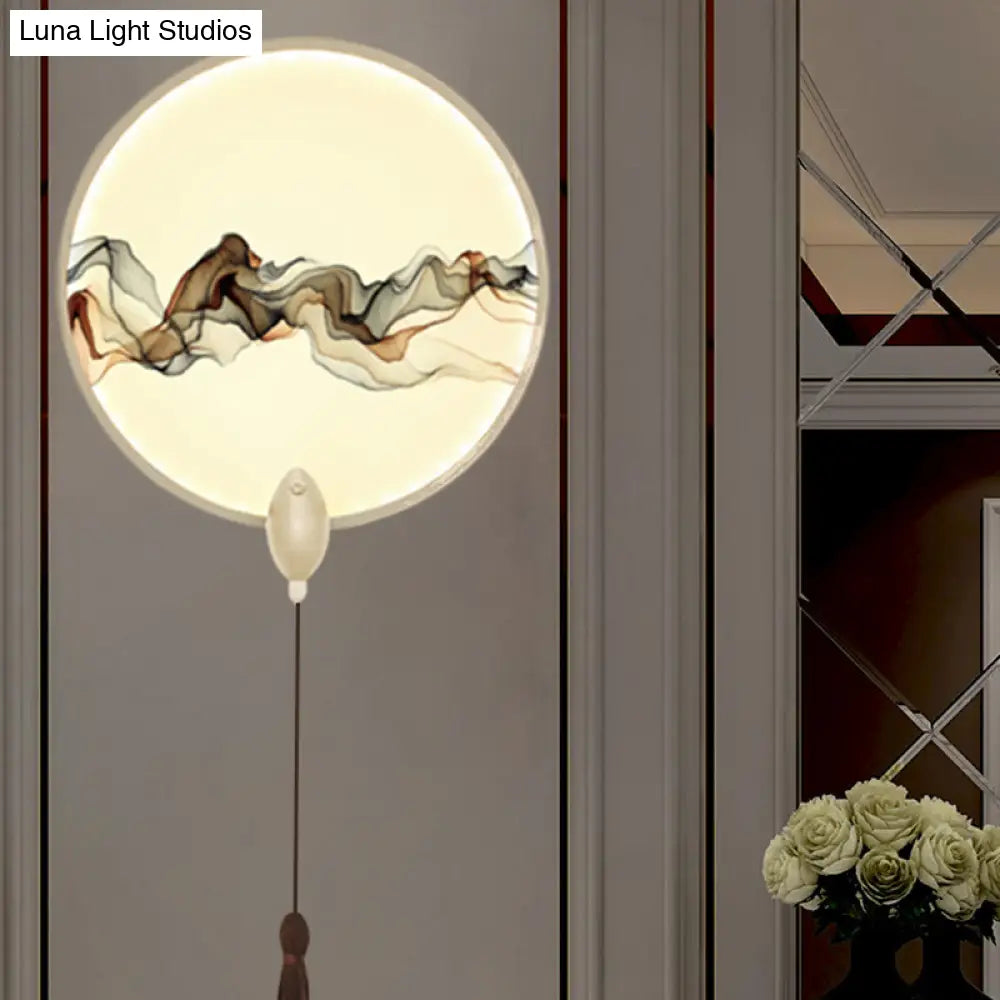 Oriental-Inspired Led Wall Light With Metallic Shade For The Bedroom