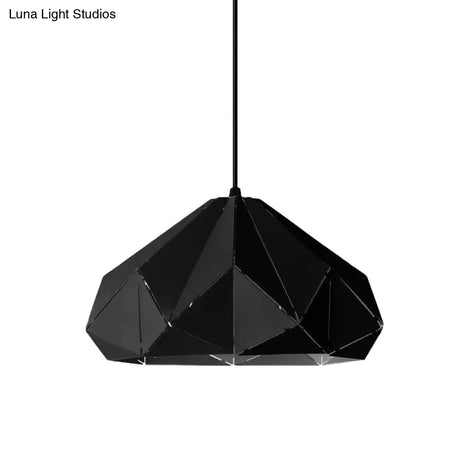 Origami Metal Hanging Pendant Light - Contemporary 1-Light Ceiling In Blue/Pink/Yellow