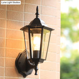 Outdoor Black Sconce Light With Traditional Clear Glass - One Kerosene Lighting Fixture