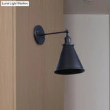 Outdoor Farmhouse Style Wrought Iron Wall Lamp: Black/Rust 1 Head Adjustable Sconce Light