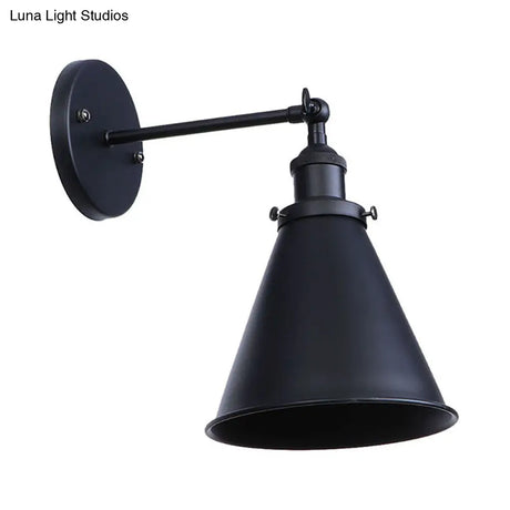 Outdoor Farmhouse Style Wrought Iron Wall Lamp: Black/Rust 1 Head Adjustable Sconce Light