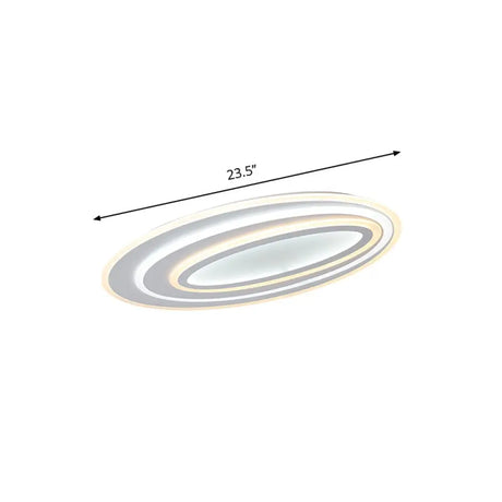 Oval Acrylic Led Flushmount Light - 19.5/23.5/31.5 Wide Bedroom Ceiling Lamp In Warm/White