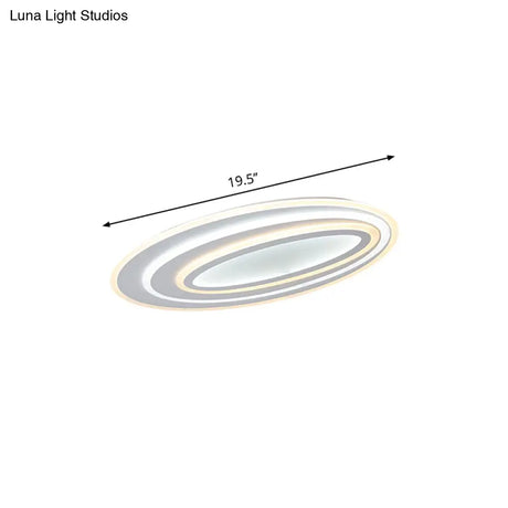 Oval Acrylic Led Flushmount Light - 19.5’/23.5’/31.5’ Wide Bedroom Ceiling Lamp In Warm/White