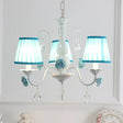 Pastoral Bedroom Chandelier Light With Rose Crystal Draping - Fabric Pleated Empire Shade Suspension