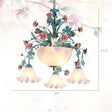 Pastoral Ceramic Flower Chandelier With Opal Glass Shade For Living Room Suspension Lighting 7 /