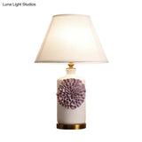 Pastoral Metal Nightstand Lamp For Bedroom - 19.5/23.5 Long 1 Bulb Cone/Bell Table Light In Sky