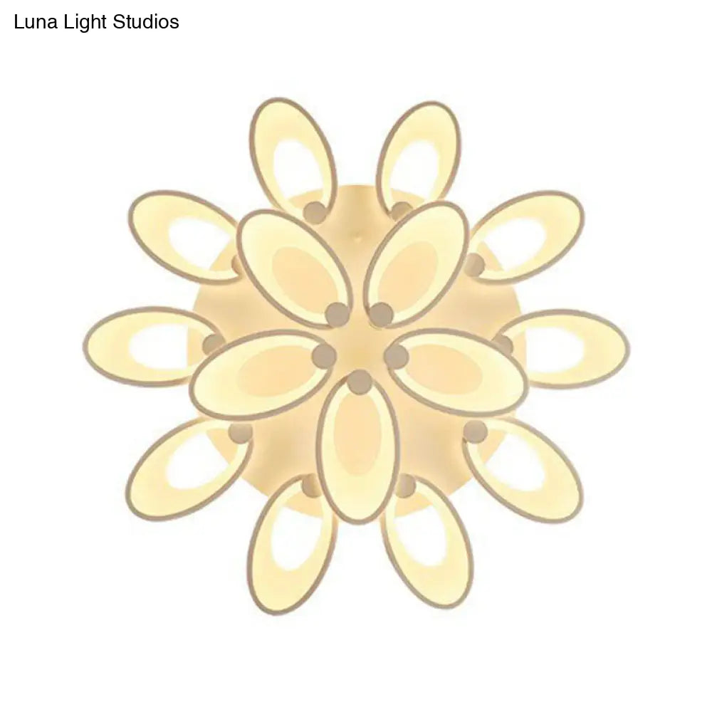 Peacock Ceiling Mounted Led Light: Minimalist Acrylic Semi Flush Mount For Living Room In White
