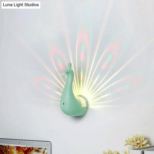 Peacock Night Light - Creative Animal Led Wall For Hallway & Childs Bedroom Green