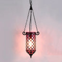 Pencil Glass Pendant Lamp - Antique Hanging Light Fixture With Blue/Green/Purple Tones For Living