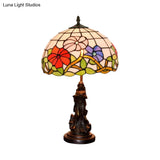 Penelope - Bronze Beauty Nightstand Light Tiffany Table Lamp Floral Pink/Purple
