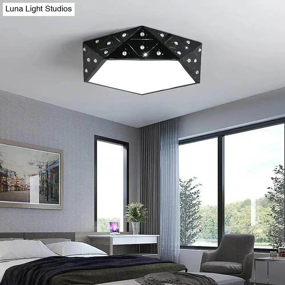 Pentagon Flush Mount Led Ceiling Light With Hollow-Out Acrylic Design For Living Room