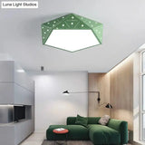 Pentagon Flush Mount Led Ceiling Light With Hollow-Out Acrylic Design For Living Room