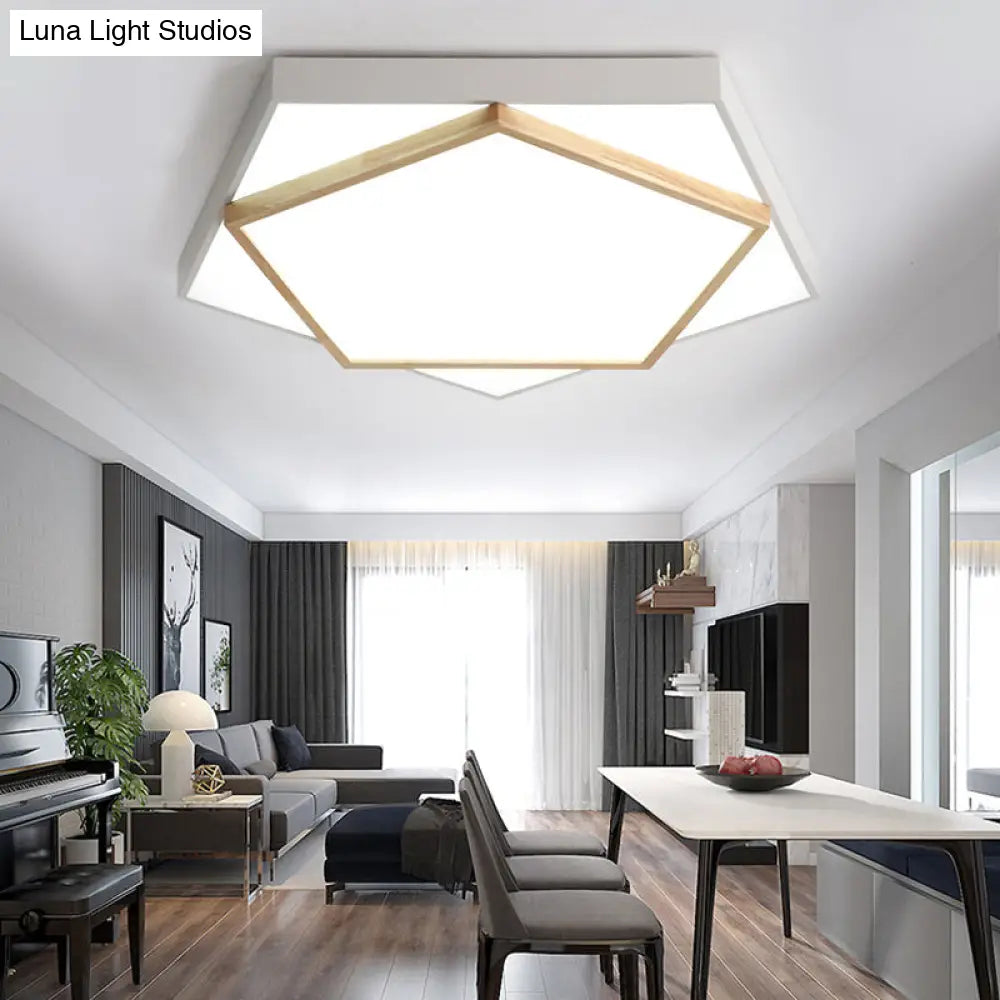Pentagon Led Flush Mount Lamp In Acrylic Grey/White - 3 Color Options And Sizes Available