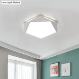 Pentagon Led Flush Mount Lamp In Acrylic White/Blue/Green - 12.5’/16.5’/20.5’ Wide