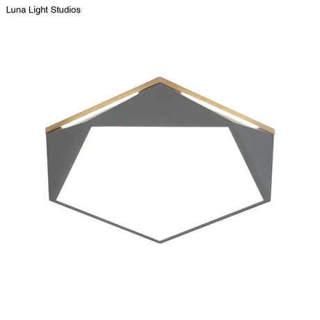 Pentagon Led Flush Mount Lamp In Acrylic White/Blue/Green - 12.5’/16.5’/20.5’ Wide