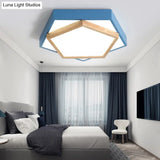 Pentagon Macaron Acrylic Led Flush Mount Lamp In White/Warm/Natural Light - Sizes 14’/18’/21.5