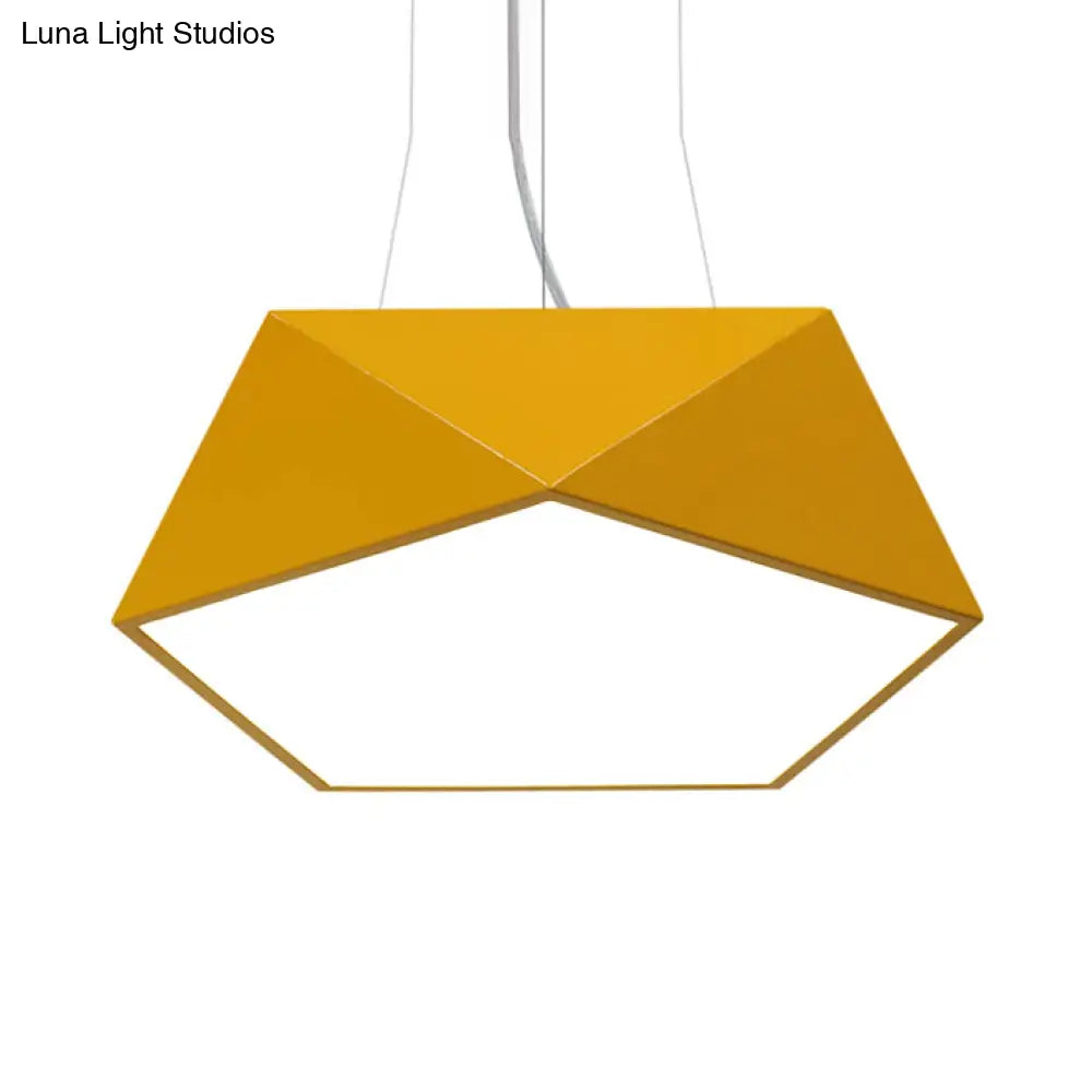 Modern Pentagon Pendant Light With Led - 16.5/20.5/24.5 Wide White/Black/Yellow Ceiling Lamp Acrylic