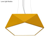 Modern Pentagon Pendant Light With Led - 16.5/20.5/24.5 Wide White/Black/Yellow Ceiling Lamp Acrylic