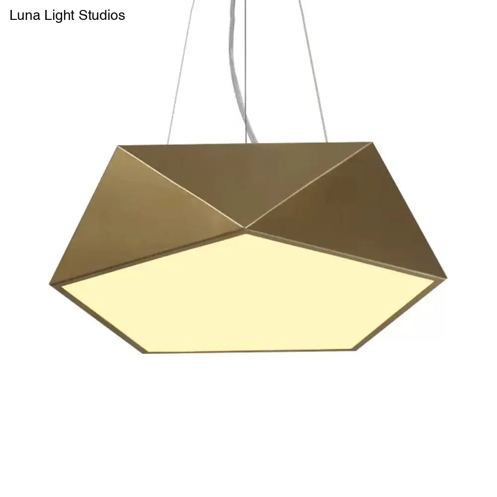 Pentagon Pendant Lighting Metal Ceiling Lamp Fixture With Led And Acrylic Diffuser