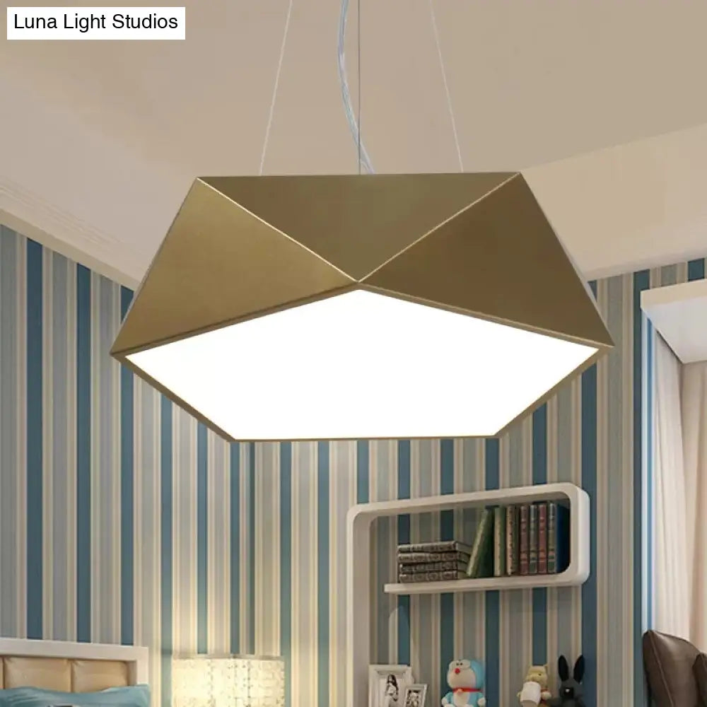 Modern Pentagon Pendant Light With Led - 16.5/20.5/24.5 Wide White/Black/Yellow Ceiling Lamp Acrylic