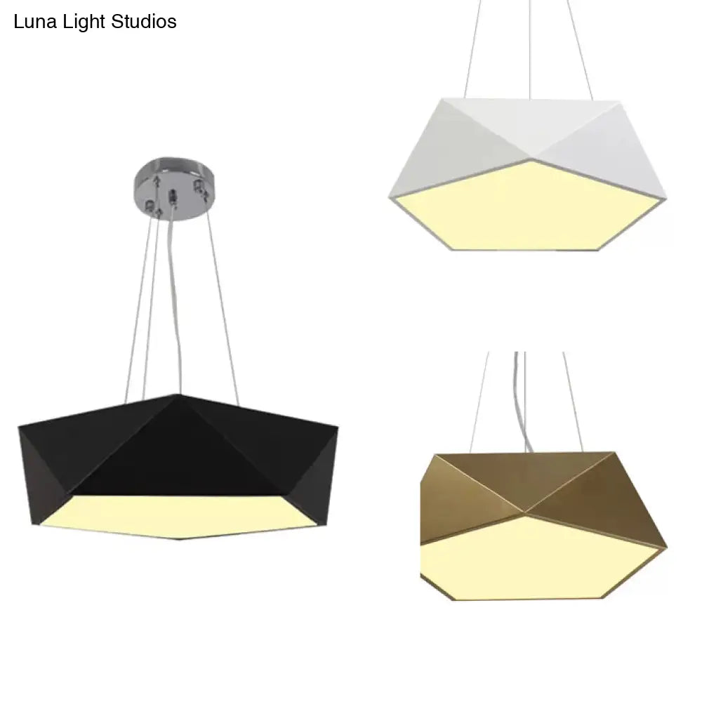 Pentagon Pendant Lighting Metal Ceiling Lamp Fixture With Led And Acrylic Diffuser