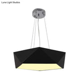Modern Pentagon Pendant Light With Led - 16.5/20.5/24.5 Wide White/Black/Yellow Ceiling Lamp Acrylic