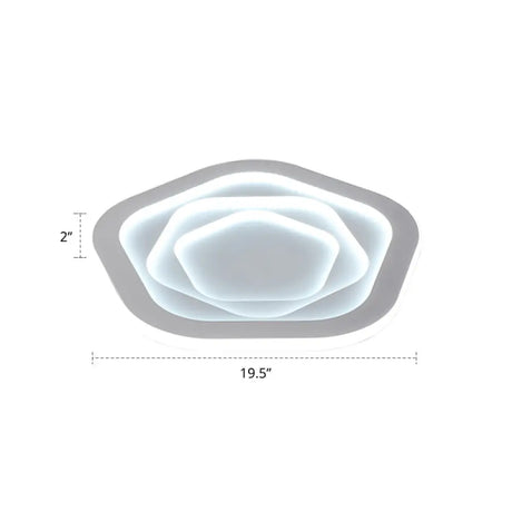 Pentagonal Flush Mount Led Ceiling Light In White Acrylic Minimalistic Bedroom Lighting / 19.5