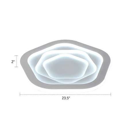 Pentagonal Flush Mount Led Ceiling Light In White Acrylic Minimalistic Bedroom Lighting / 23.5