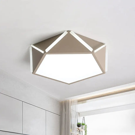 Pentagonal Flushmount Led Ceiling Lamp For Childs Bedroom - Modern Acrylic Metal Design
