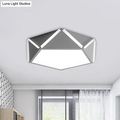 Pentagonal Flushmount Led Ceiling Lamp For Child’s Bedroom - Modern Acrylic Metal Design