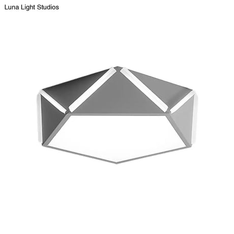 Pentagonal Flushmount Led Ceiling Lamp For Child’s Bedroom - Modern Acrylic Metal Design