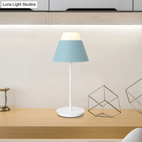 Pink/Blue Cone Night Table Lamp With Modernist Design - Ideal For Study Room