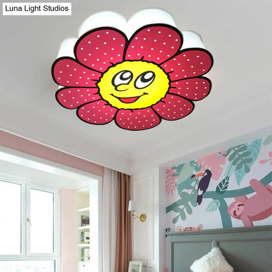 Pink Cartoon Metal Ceiling Light For Flower - Themed Dining Rooms / White