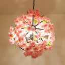 Pink Cherry Blossom Farmhouse Chandelier - Metal Dining Room Suspension Light Fixture 3 /