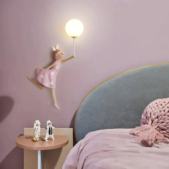 Rosa Mädchen-Wandlampe für Prinzessinnenzimmer, Mädchenzimmer