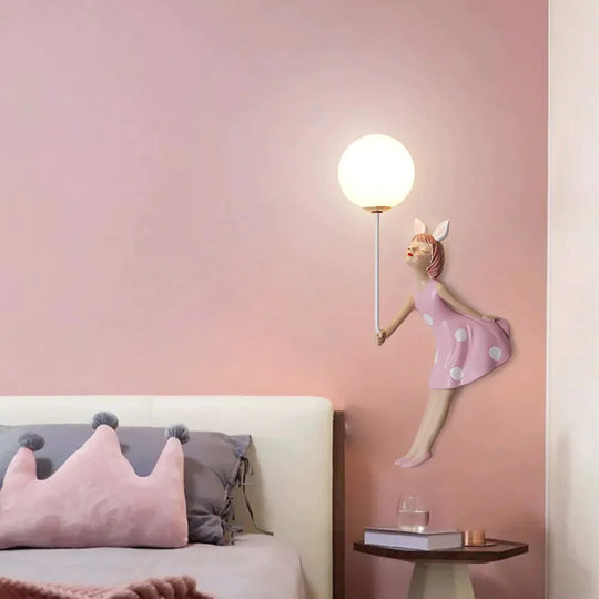 Rosa Mädchen-Wandlampe für Prinzessinnenzimmer, Mädchenzimmer
