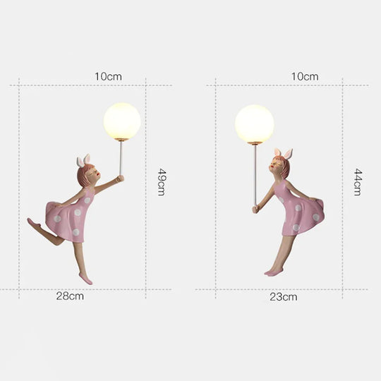 Rosa Mädchen-Wandlampe für Prinzessinnenzimmer, Mädchenzimmer