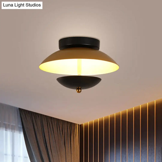 Plate - Shape Led Ceiling Light Fixture - Modern Metallic Flush Lamp For Hallways And Aisles In