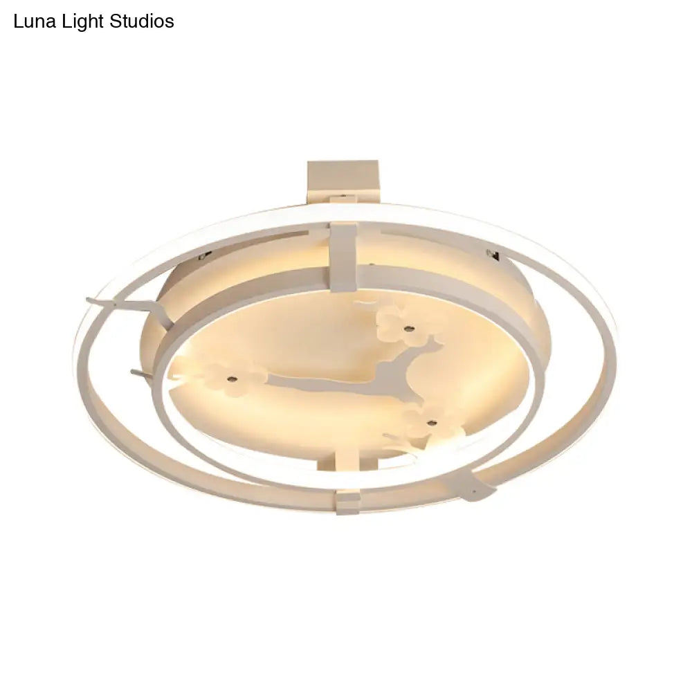 Plum Blossom Led Cartoon Ceiling Light - White Metal Acrylic Flush Mount For Cloth Shop