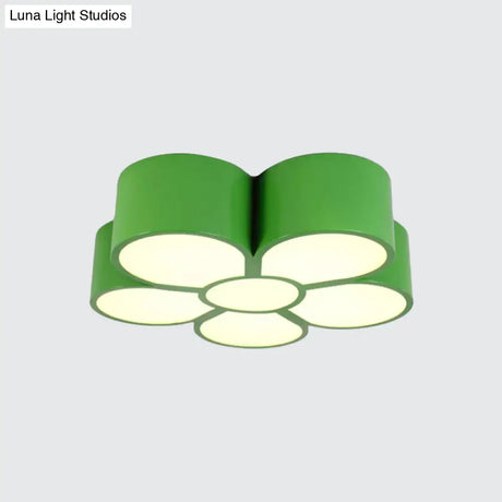 Plum Blossom Led Flushmount Lighting For Kids’ Kindergarten Ceiling - Red/Yellow/Blue